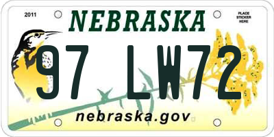 NE license plate 97LW72