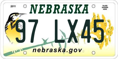 NE license plate 97LX45
