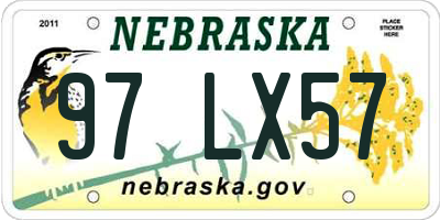 NE license plate 97LX57