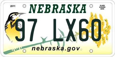 NE license plate 97LX60