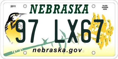 NE license plate 97LX67