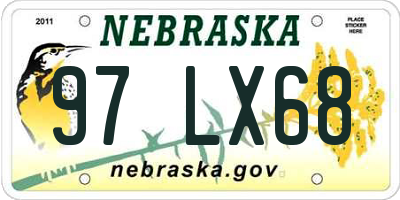 NE license plate 97LX68
