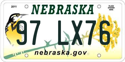 NE license plate 97LX76