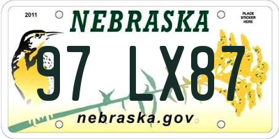 NE license plate 97LX87