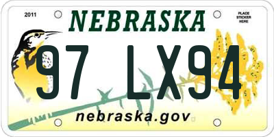 NE license plate 97LX94