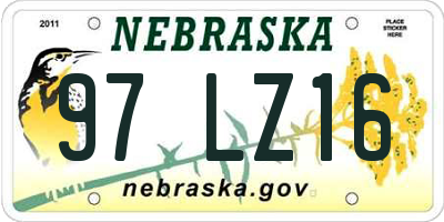NE license plate 97LZ16