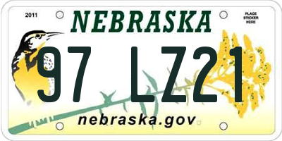 NE license plate 97LZ21