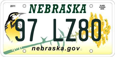 NE license plate 97LZ80