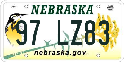 NE license plate 97LZ83