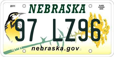 NE license plate 97LZ96
