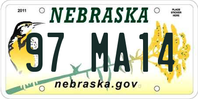 NE license plate 97MA14