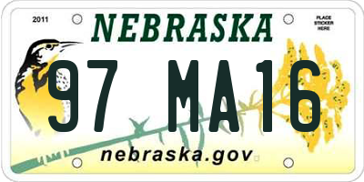 NE license plate 97MA16