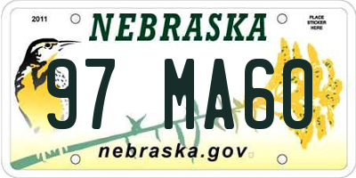 NE license plate 97MA60