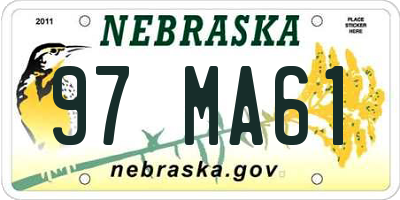 NE license plate 97MA61