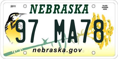 NE license plate 97MA78