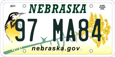 NE license plate 97MA84