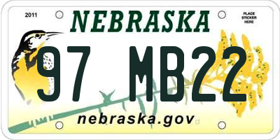 NE license plate 97MB22