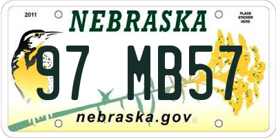 NE license plate 97MB57