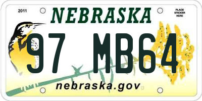 NE license plate 97MB64