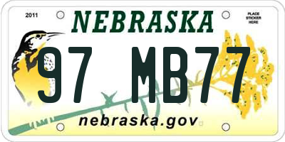 NE license plate 97MB77