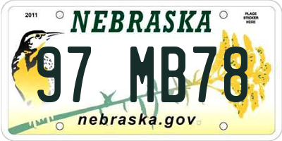 NE license plate 97MB78