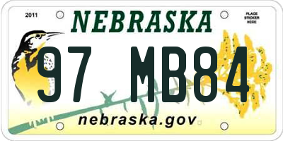 NE license plate 97MB84