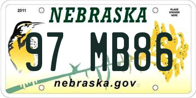 NE license plate 97MB86