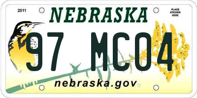 NE license plate 97MC04