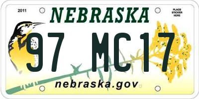 NE license plate 97MC17