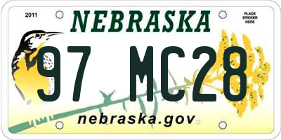 NE license plate 97MC28
