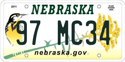 NE license plate 97MC34