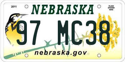 NE license plate 97MC38