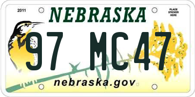 NE license plate 97MC47