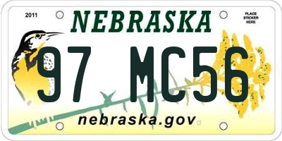 NE license plate 97MC56