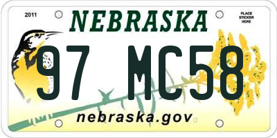 NE license plate 97MC58