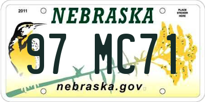 NE license plate 97MC71