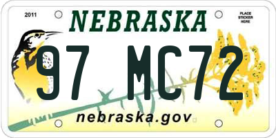 NE license plate 97MC72