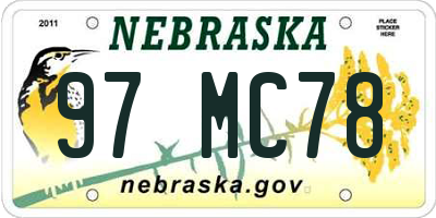 NE license plate 97MC78