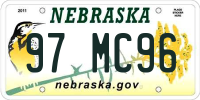 NE license plate 97MC96