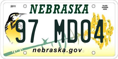 NE license plate 97MD04