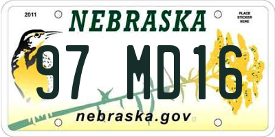 NE license plate 97MD16