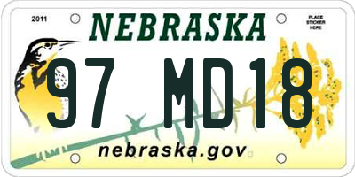 NE license plate 97MD18