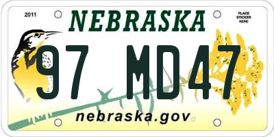 NE license plate 97MD47
