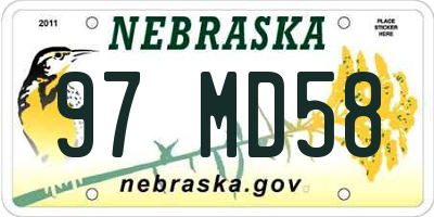 NE license plate 97MD58