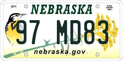 NE license plate 97MD83
