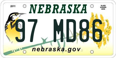 NE license plate 97MD86