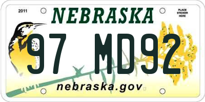 NE license plate 97MD92