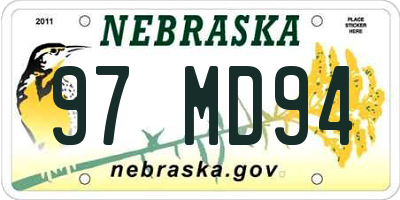 NE license plate 97MD94