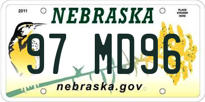 NE license plate 97MD96