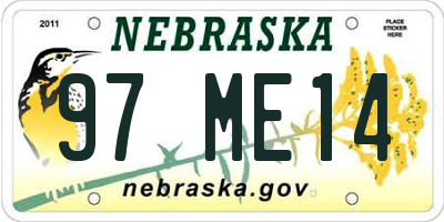 NE license plate 97ME14